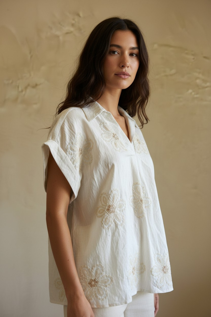 Embroidered Floral Shirt