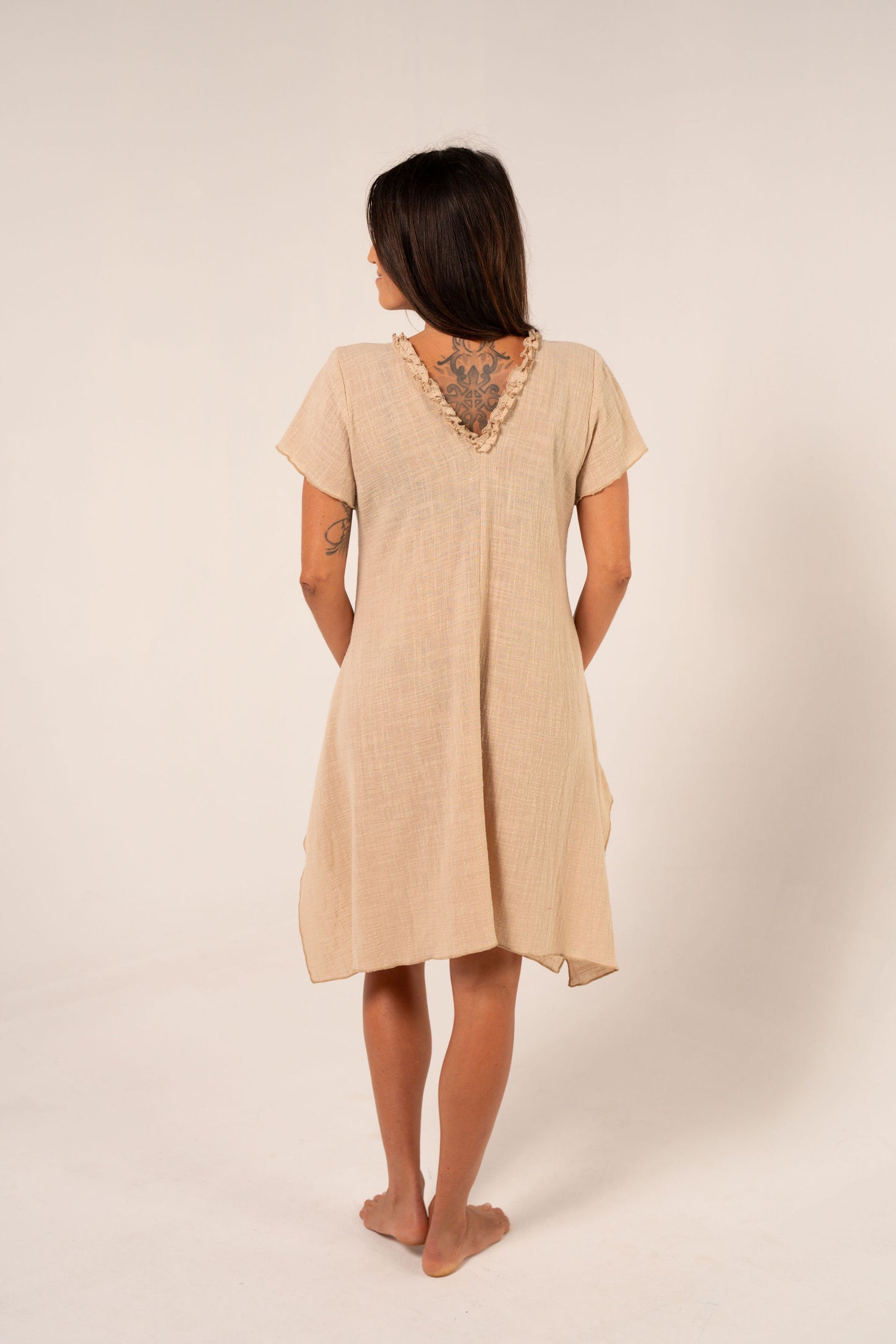 Vestido Peter Pan Beige