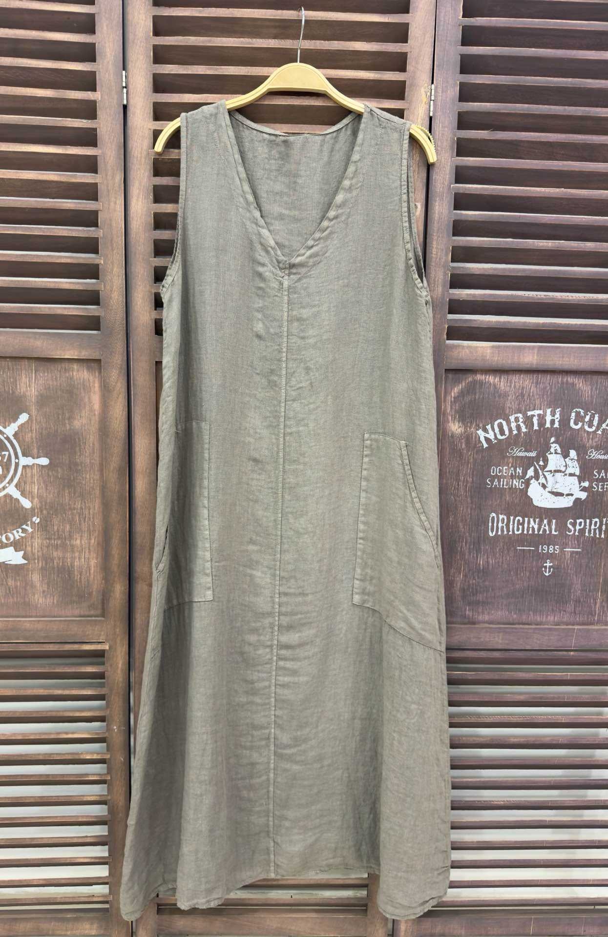 Vestido Largo Pico Kaki