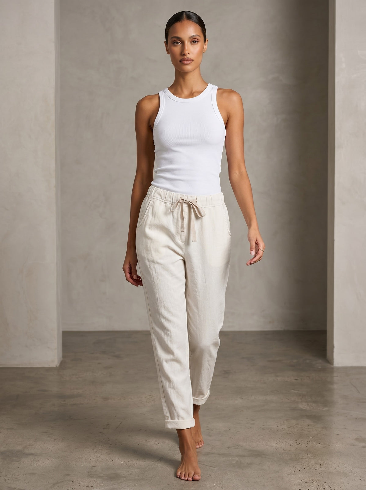 Pantalón Doblez Beige
