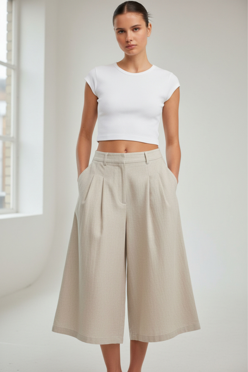 Beige Linen Atelier Culottes