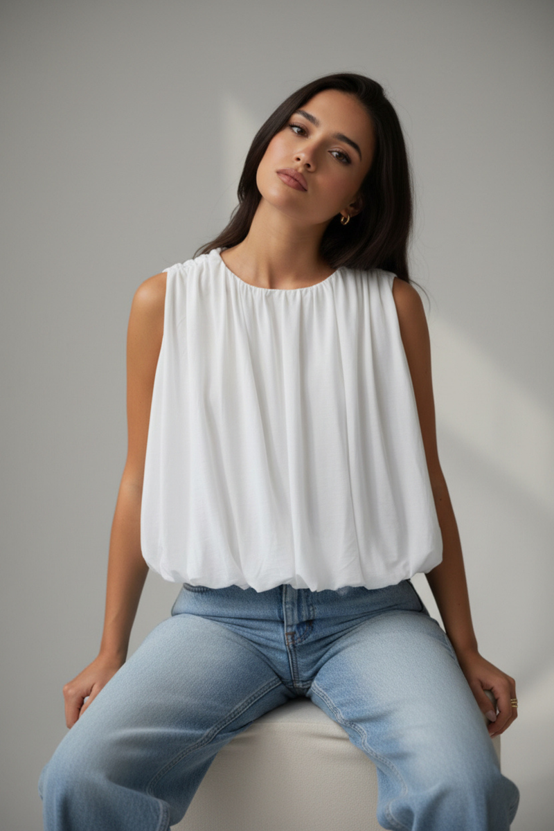 White Balloon Blouse