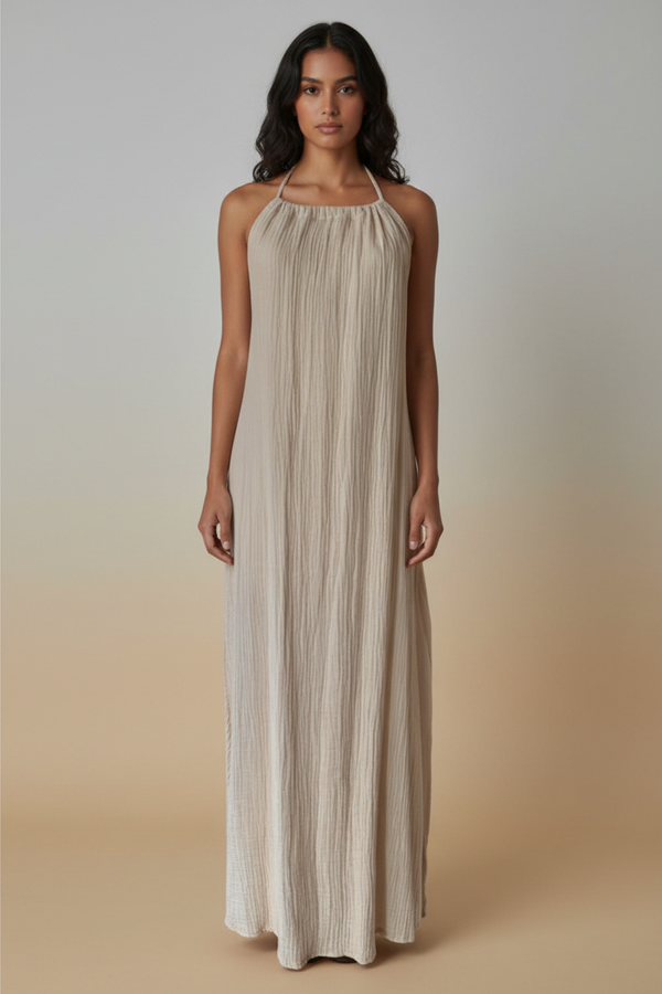 Free-flowing Beige Dress