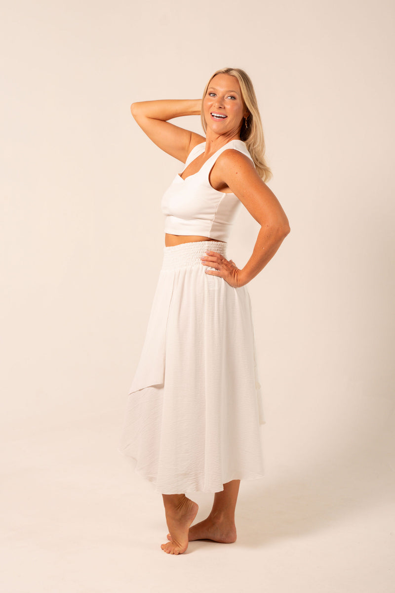 White Capri Layered Skirt