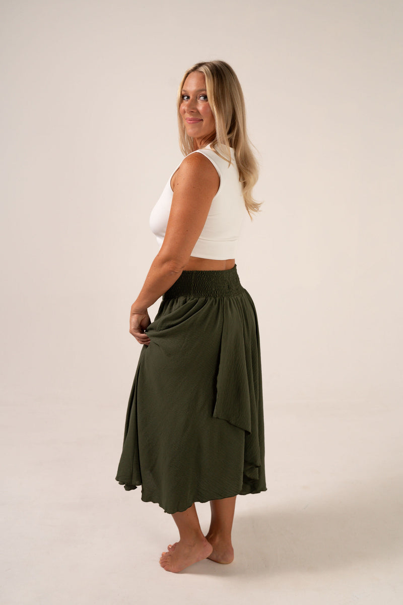 Green Capri Layered Skirt