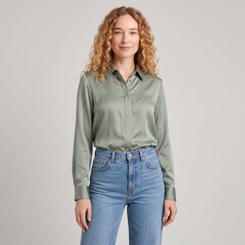 Camisa Seda Verde