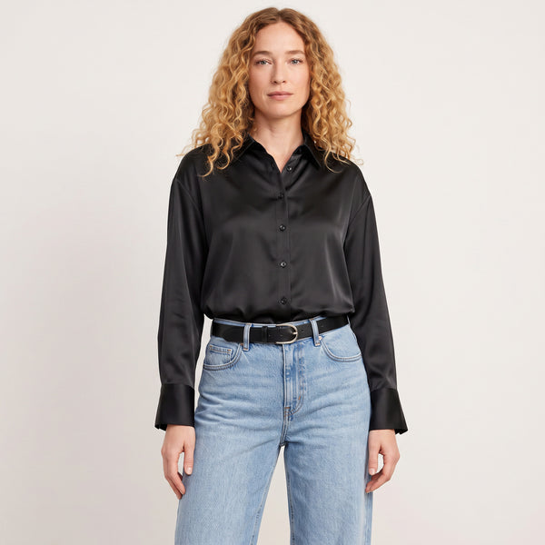 Camisa Seda Negra