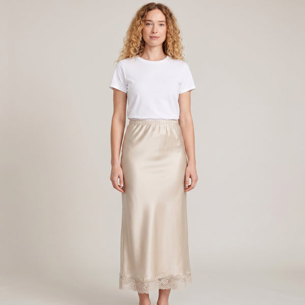Falda Seda Beige