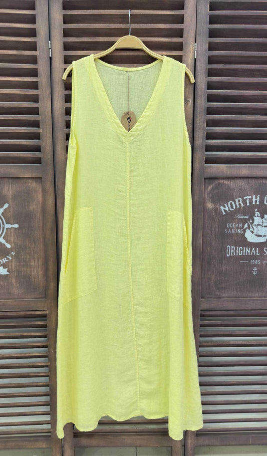 Vestido Largo Pico Amarillo