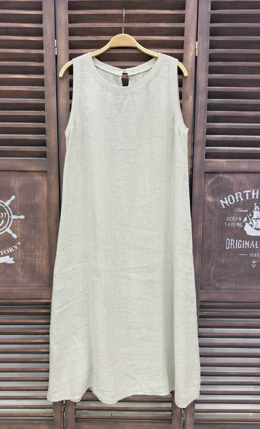 Vestido Largo Sin Mangas Beige