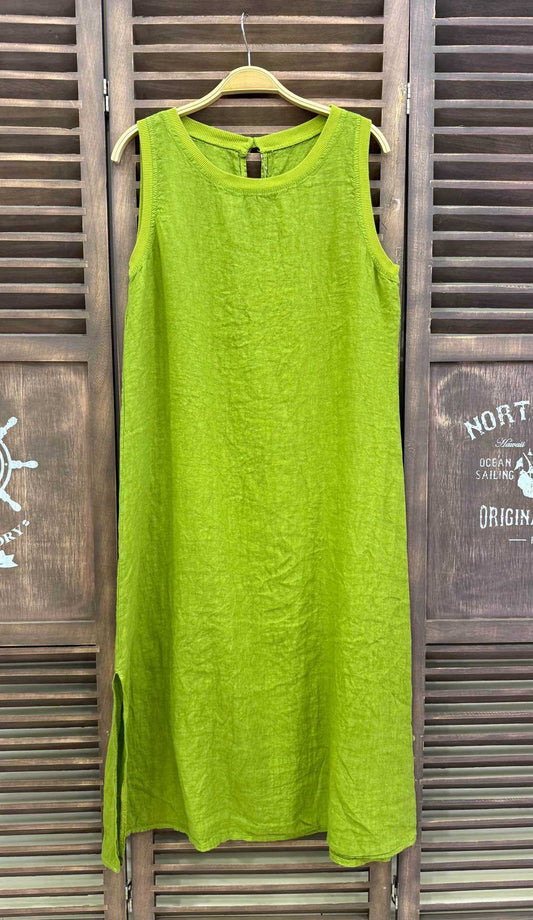Vestido Largo Sin Mangas Verde Pistacho