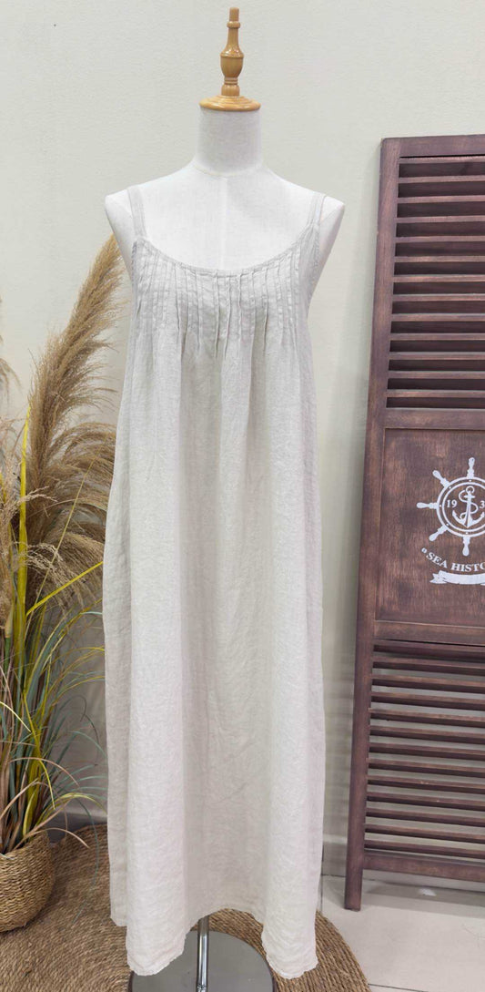 Vestido Largo Tirantes Beige