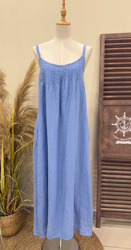Vestido Largo Tirantes Azul