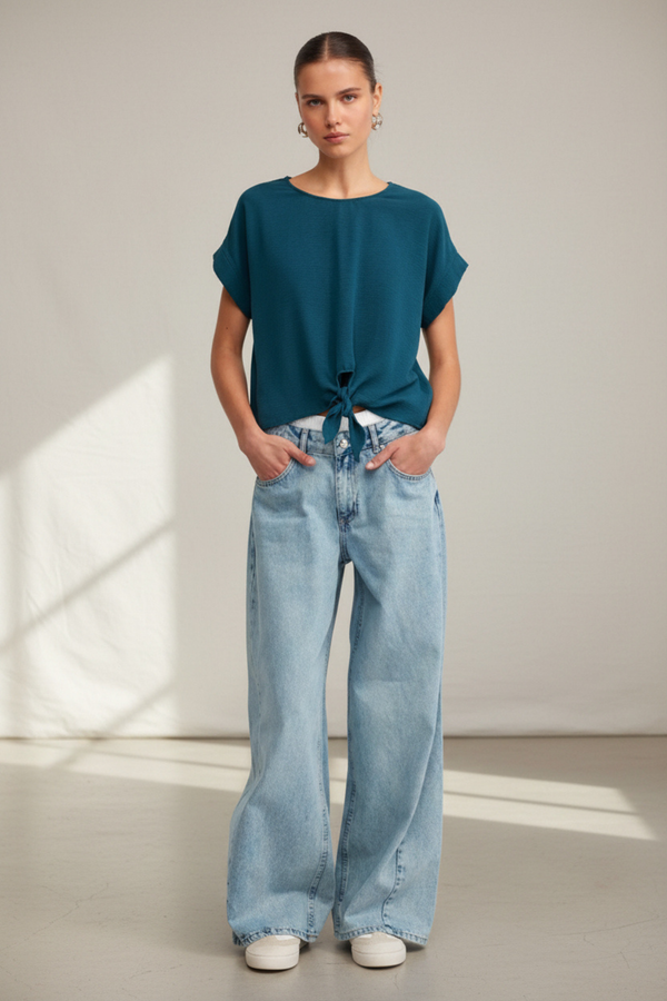 Aquamarine Knot Blouse